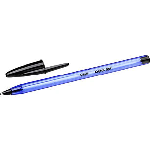 Bic Cristal Soft Boligrafos de Bola - Punta Media de 1.2mm - Trazo 0.45mm - Escritura mas Fluida - Color Negro