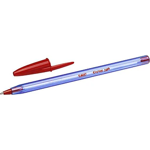 Bic Cristal Soft Boligrafos de Bola - Punta Media de 1.2mm - Trazo 0.45mm - Escritura mas Fluida - Color Rojo