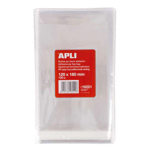 Apli Pack de 100 Bolsas Polipropileno Transparente con Cierre Adhesivo - Tamaño 120 x 180mm - Galga 120 - Alta Resistencia y Flexibilidad - Uso Alimen