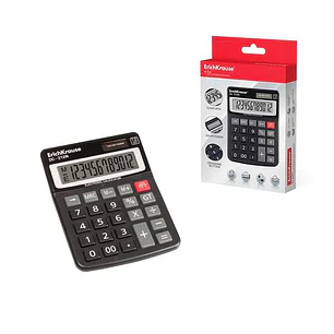 Erichkrause Calculadora Electronica de Sobremesa de 12 Digitos - Pantalla LCD de 12 Digitos - Funciones de Calculo Avanzadas - Energia Solar - Color N