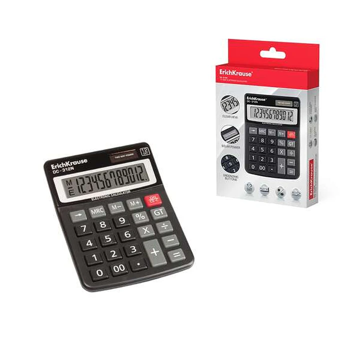 Erichkrause Calculadora Electronica de Sobremesa de 12 Digitos - Pantalla LCD de 12 Digitos - Funciones de Calculo Avanzadas - Energia Solar - Color N 1