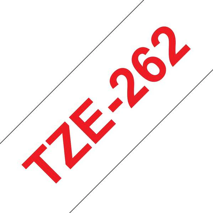 Brother TZe262 Cinta Laminada Generica de Etiquetas - Texto rojo sobre fondo blanco - Ancho 36mm x 8 metros 1