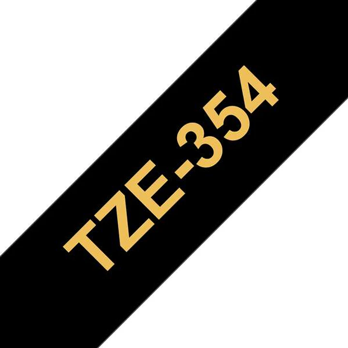 Brother TZe354 Cinta Laminada Generica de Etiquetas - Texto dorado sobre fondo negro - Ancho 24mm x 8 metros 1