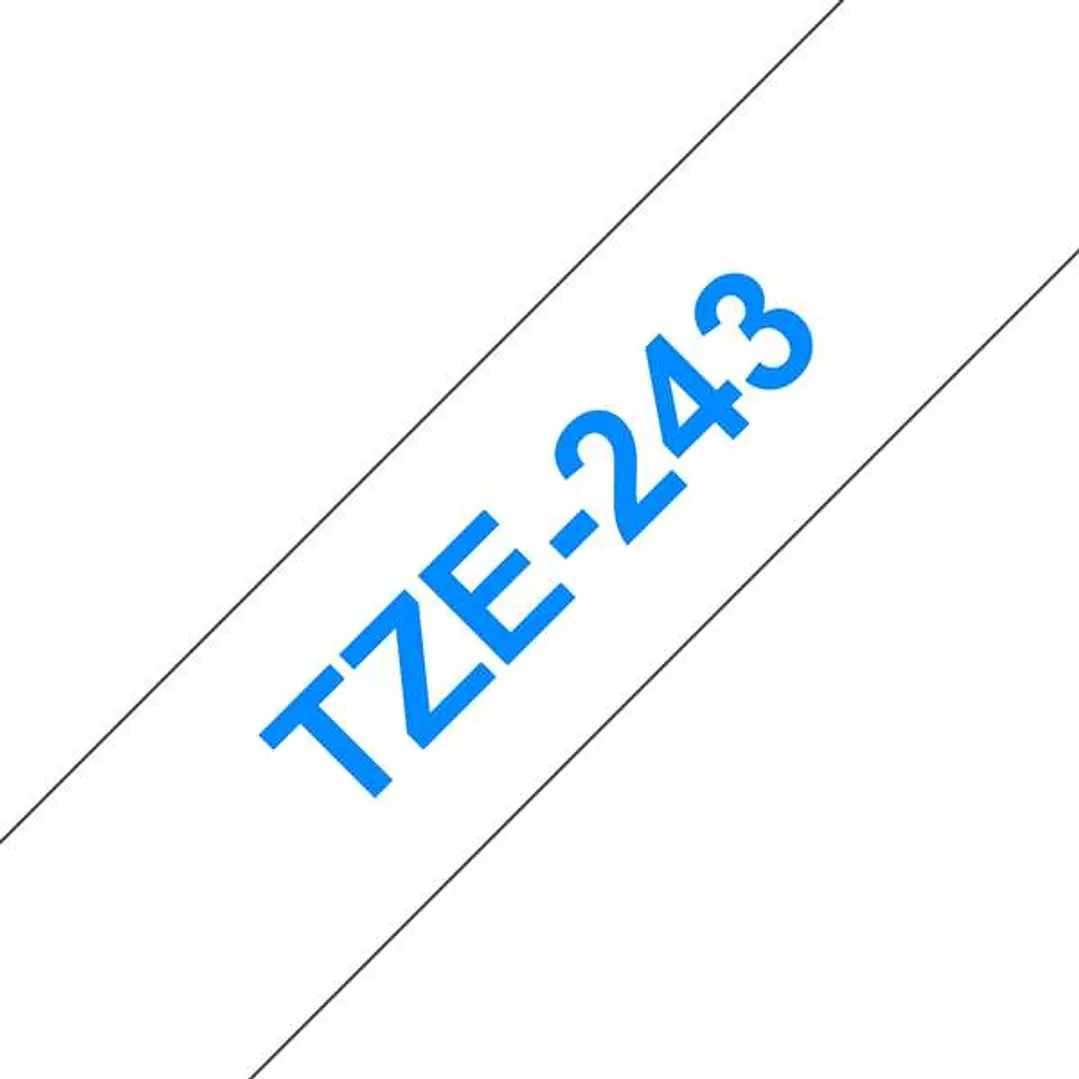 Brother TZe243 Cinta Laminada Generica de Etiquetas - Texto azul sobre fondo blanco - Ancho 18mm x 8 metros 1