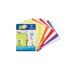 Oxford Strongline A4 Separadores 5 Posiciones - 4 Taladros - Plastico Opaco - 500 Micras - Colores Surtidos