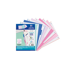 Oxford Strongline A4 Separadores 5 Posiciones - Plastico Opaco Resistente - 4 Taladros para Facil Colocacion - Grosor de 500 Micras - Tamaño Estandar 