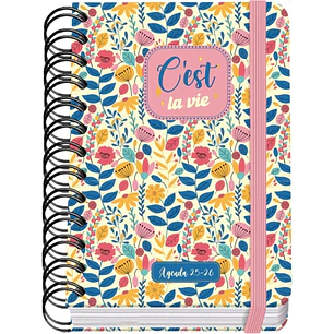 Dohe C´est la Vie Agenda Escolar 25/26 Espiral Wireo A6 - Dia Pagina - Papel 80g/m2 - 4 Hojas de Pegatinas - Cubierta de Carton Plastificado - Cierre