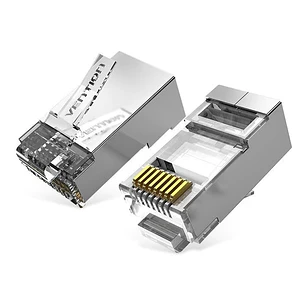 Vention Pack de 50 Conectores RJ45 - Cat.6a FTP - Contactos Chapados en Oro - Color Plata