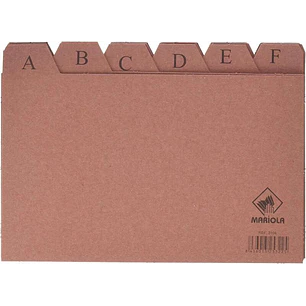 Mariola Indice A-Z Nº4 para Fichero - Medidas 200x120mm - Color Marron