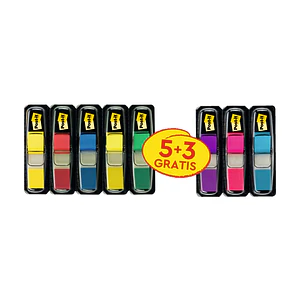 Post-It Index Pack de 8 Dispensadores con 35 Marcadores de Indice Reposicionables - Forma Rectangular - Colores Surtidos