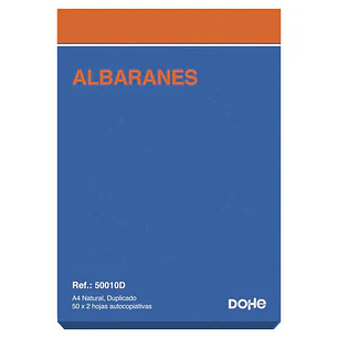 Dohe Talonario Albaranes A4 - 50 x 2 Hojas Autocopiativas