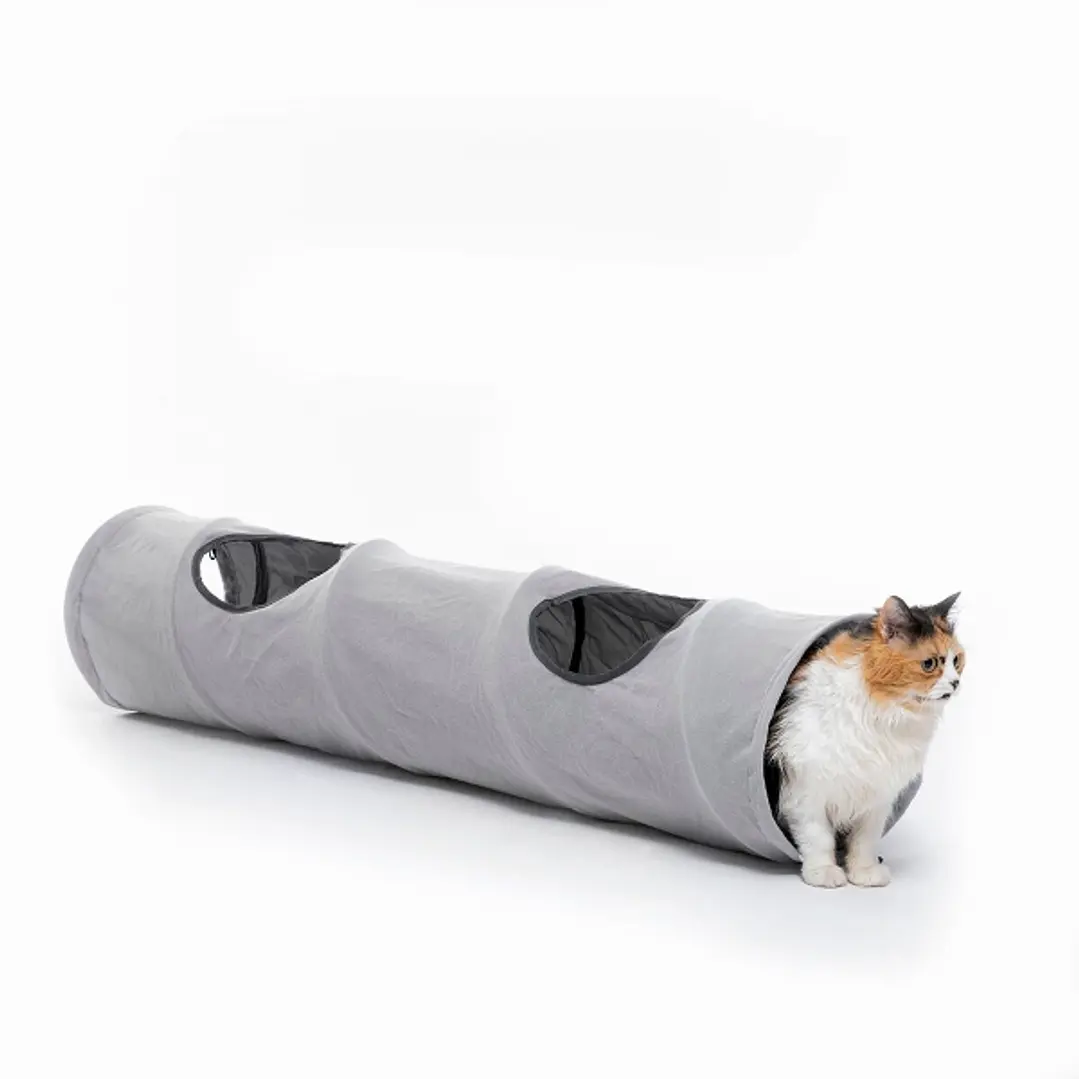 Innovagoods Funnyl Tunel Portatil para Mascotas - Plegable - Resistente al Agua - Multifuncional - 25x114cm - Color Gris 1