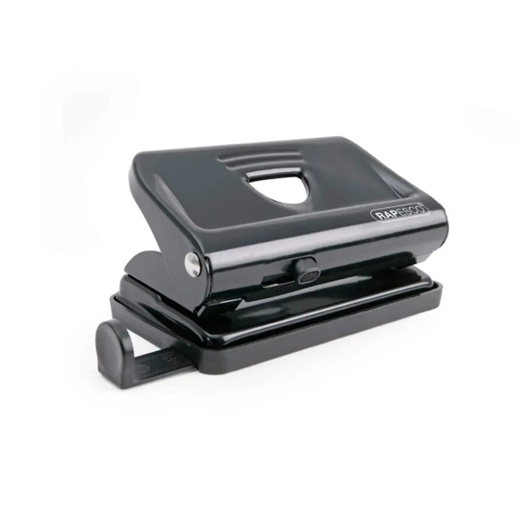 Rapesco 810 Taladro Perforador Metalico - Hasta 12 Hojas - Marcas de Formato - Facil Vaciado - Color Negro 1