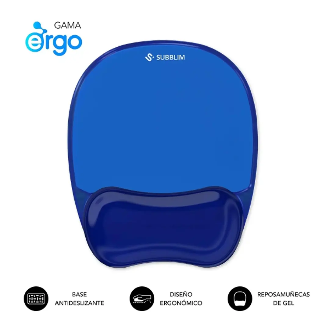 Subblim Ergo Crystal Flex Alfombrilla Ergonomica para Raton - Gel Refrigerante Autoajustable - Diseño Ondulado Ergonomico - Base Antideslizante - Colo 1