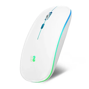 Subblim Ratón LED Dual Flat Mouse - Conexión Dual - Silent Click - Iluminación LED en 7 colores - Batería de larga duración - Color Blanco