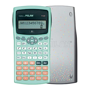 Milan M240 Silver Calculadora Cientifica 10+2 Digitos - Pantalla de 2 Lineas - 240 Funciones Integradas Incluyendo 124 Cientificas - Carcasa Protector