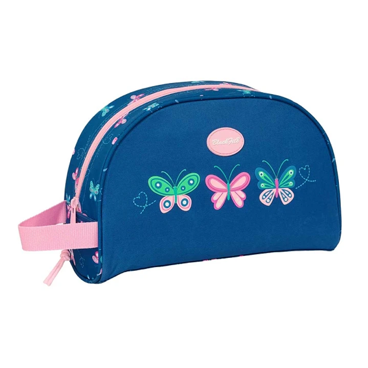 Safta Blackfit8 Mariposas Neceser de 5L - Cremallera - Asa Lateral - Adapatable a Carro - Bolsillo Interior - 280x100x180mm - Color Azul Marino 1