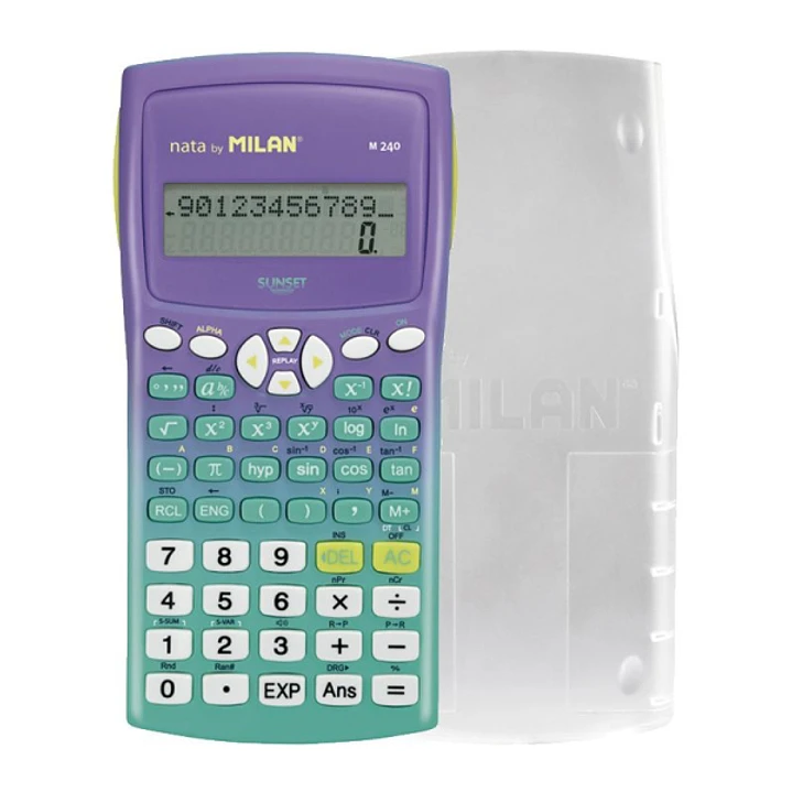 Milan M240 Sunset Calculadora Cientifica 10+2 Digitos - Pantalla de 2 Lineas - 240 Funciones Integradas Incluyendo 124 Cientificas - Carcasa Protector 1
