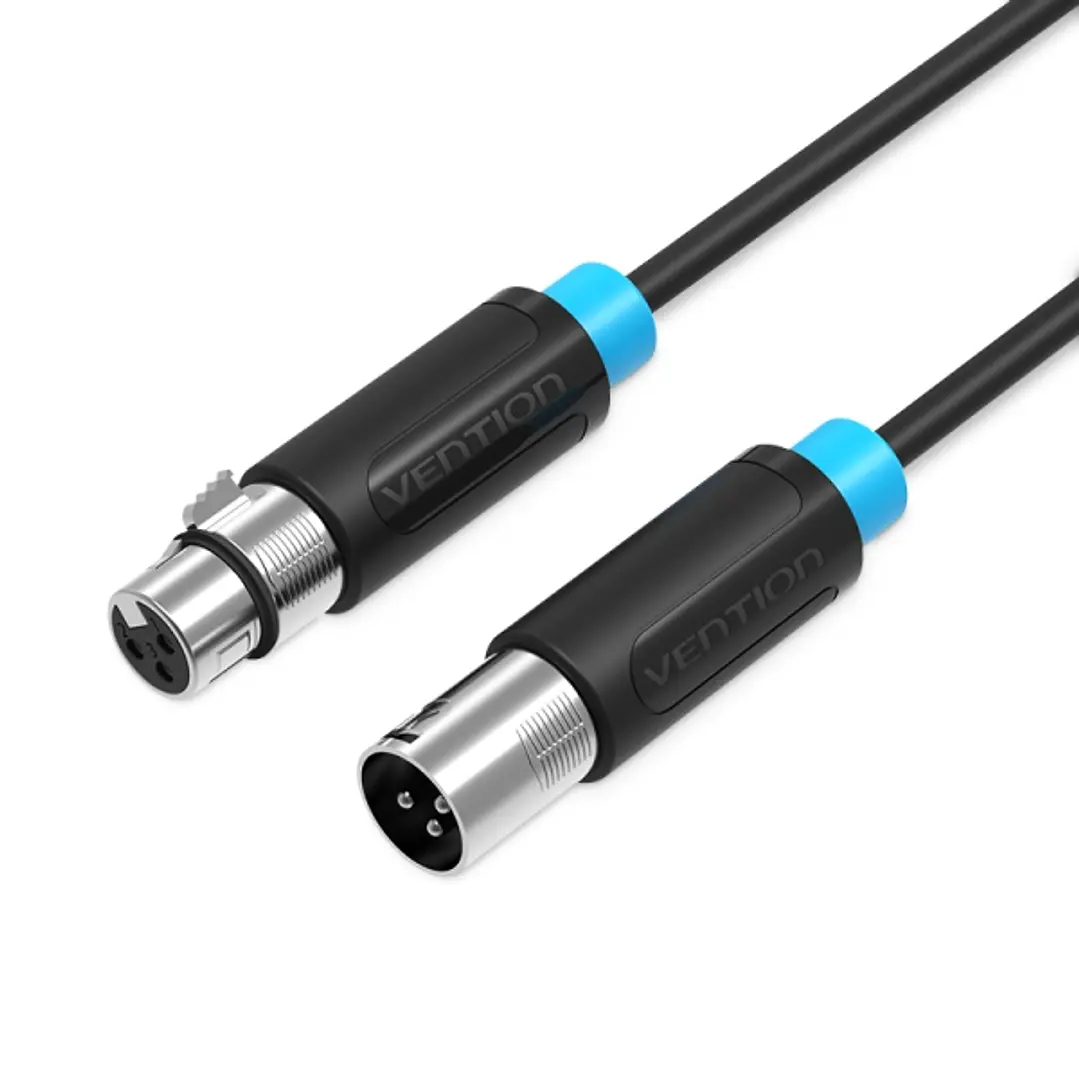 Vention Cable Extensor de Audio - Longitud 1m - XLR Macho - XLR Hembra - Blindaje Multicapa - Color Negro 1