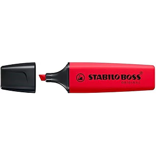 Stabilo Boss 70 Rotulador Marcador Fluorescente - Trazo entre 2 y 5mm - Recargable - Tinta con Base de Agua - Color Rojo Real