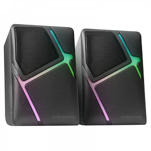 Mars Gaming MS-H Altavoces Compactos - Sonido Envolvente 10W - Iluminacion RGB Flow - Drivers Invertidos 3D-Surround - Control de Volumen Rapido - Con