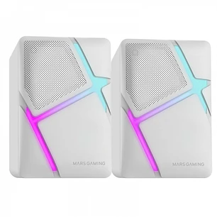 Mars Gaming MS-H Altavoces Compactos - Sonido Envolvente 10W - Iluminacion RGB Flow - Drivers Invertidos - Conexion Jack y USB - Control de Volumen Fa