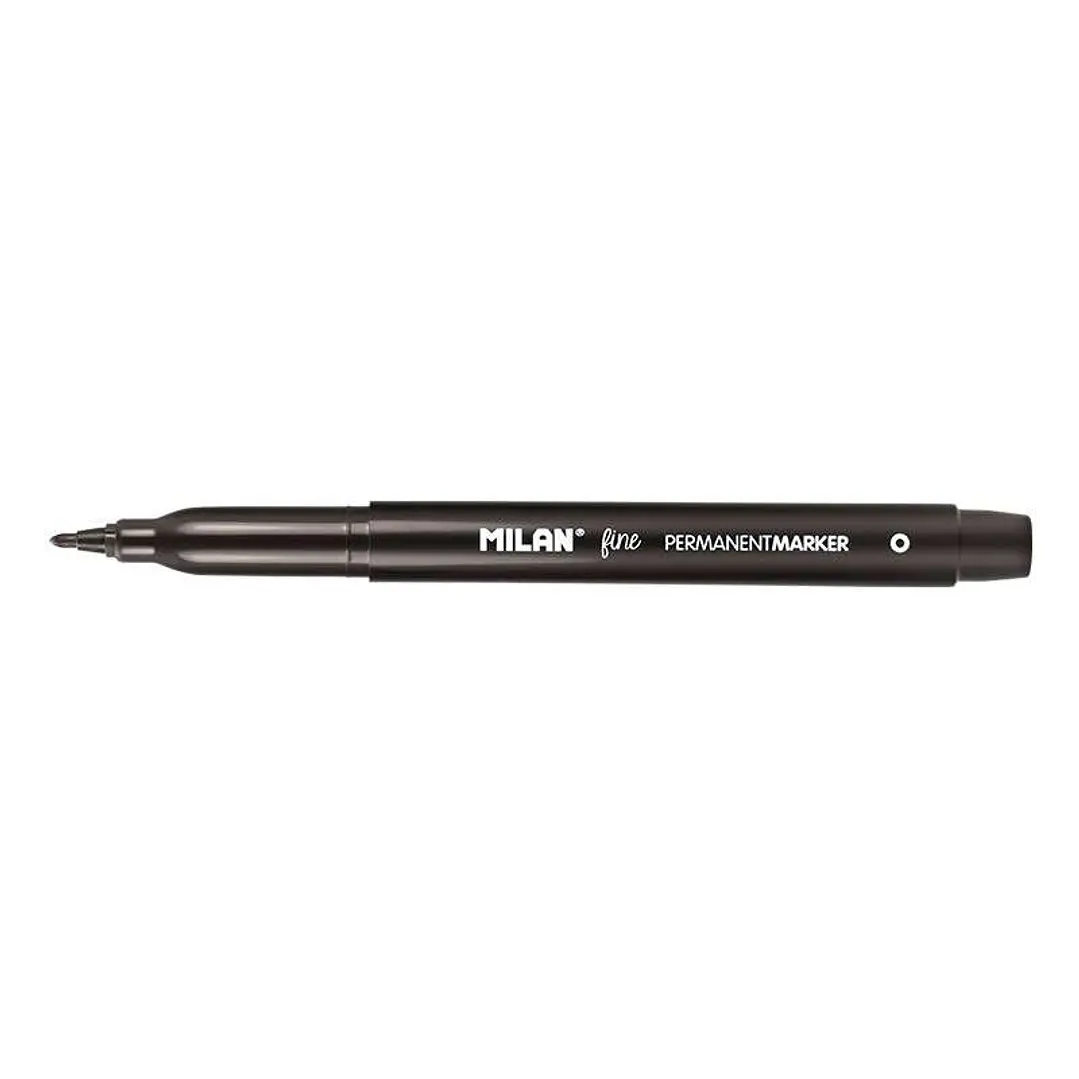 Milan Rotuladores Permanentes Punta Fina - Punta 2mm - Tinta a Base de Alcohol - Color Negro 1