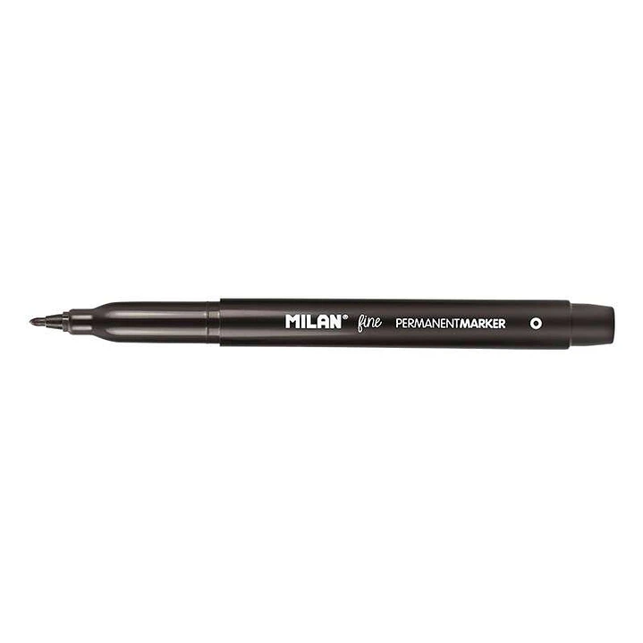 Milan Rotuladores Permanentes Punta Fina - Punta 2mm - Tinta a Base de Alcohol - Color Negro 1