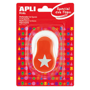 Apli Perforadora Estrella - Figura de 25.4mm - Perfora Papel, Carton, Cartulina y Goma Eva de Hasta 2mm - Deposito de Facil Apertura - Doble Uso - Ide
