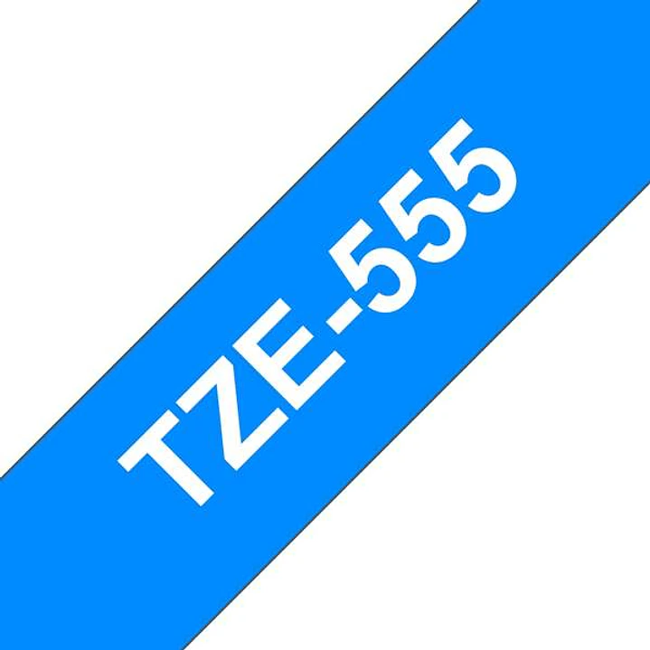 Brother TZe555 Cinta Laminada Generica de Etiquetas - Texto blanco sobre fondo azul - Ancho 24mm x 8 metros 1