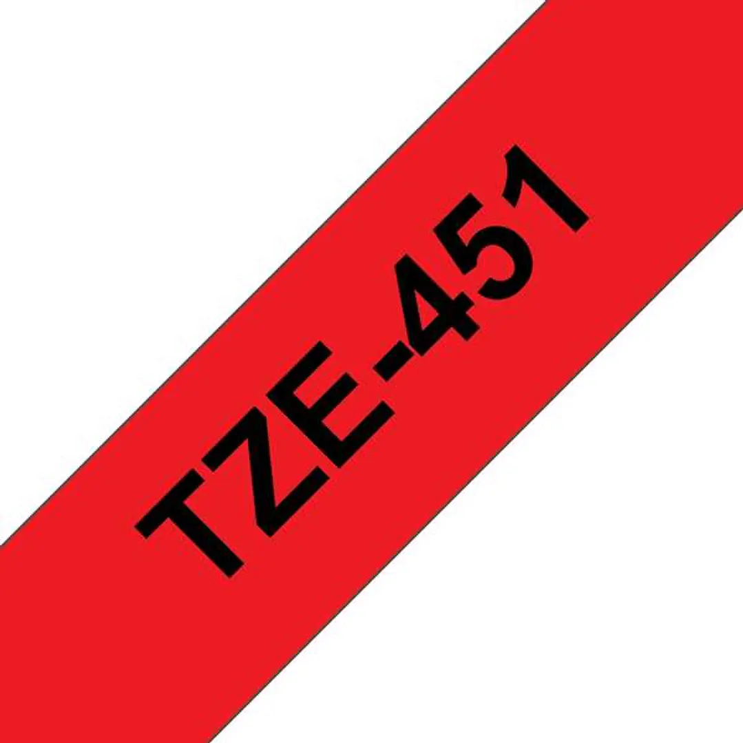 Brother TZe451 Cinta Laminada Generica de Etiquetas - Texto negro sobre fondo rojo - Ancho 24mm x 8 metros 1