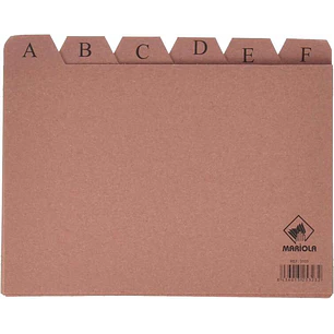 Mariola Indice A-Z Nº5 para Fichero - Medidas 215x160mm - Color Marron