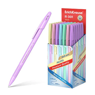Erichkrause R-301 Pastel Boligrafo Punta de Bola 0.7mm - Trazo 0.35mm - Cuerpo Hexagonal Opaco en Colores Pastel - Tinta de Secado Rapido - Color Tint