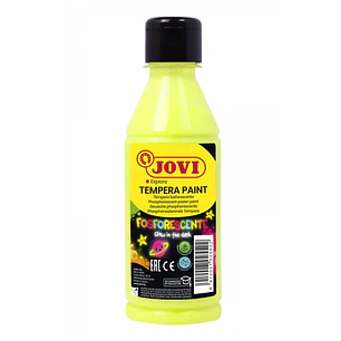 Jovi Tempera Paint Tempera Liquida Fosforescente 250ml - Brilla en la Oscuridad - Secado Rapido - Excelente Adherencia - Lista para Usar - Color Verde
