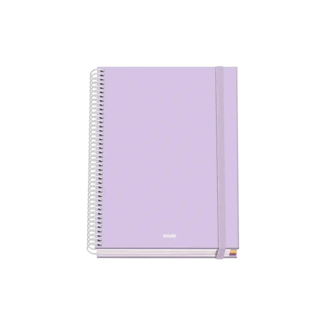 Dohe Serenity Cuaderno Espiral A5 100 Hojas Cuadricula 5mm - Tapa Dura Impresa a todo Color y Plastificada en Brillo - Bandas de Color - Cierre de Gom 1