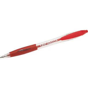 Bic Atlantis Classic Boligrafo Retractil - Punta de 1mm - Cuerpo Transparente con Grip - Color Rojo