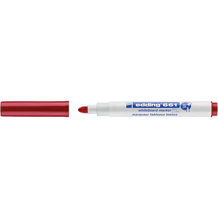 Edding 661 Rotulador para Pizarra Blanca - Punta Redonda - Trazo entre 1 y 2 mm. - Tinta Pigmentada - Borrable en Seco - Color Rojo