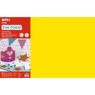 Apli Pack con 5 Hojas de Goma Eva 600x400mm - Tamaño Grande y Flexible - Color Amarillo