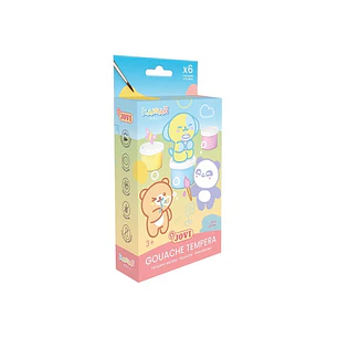 Jovi Kawaii Pack con 6 Botes de Tempera 35ml + Pincel - Secado Rapido - Excelente Adherencia - Lista para Usar - Colores Surtidos