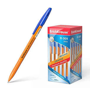 Erichkrause R-301 Boligrafo Orange - Punta de 0.7mm - Trazo de 0.35mm - Tapa Ventilada - Cuerpo Opaco Naranja - Color Azul