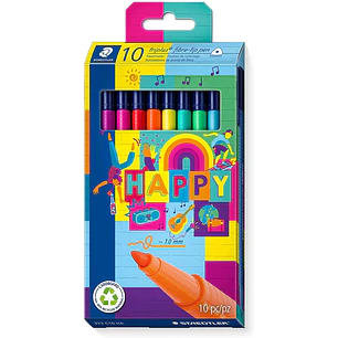 Staedtler Triplus Color 323 Pack de 10 Rotuladores de Punta Fina - Trazo 1mm Aprox - Tinta Base de Agua - Colores Surtidos