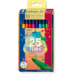 Staedtler Triplus Color 323 Pack de 10 Rotuladores - Trazo 1mm Aprox - Tinta Antisecado - Capuchon Ventilado - Colores Surtidos