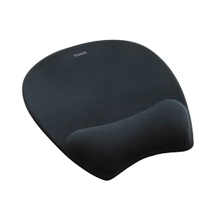 Tooq TQMP1002-B Alfombrilla Raton Ergonomica - Reposamuñecas Espuma Viscoelastica - Superficie Suave, Elastica, Transpirable y Resistente - Color Negr