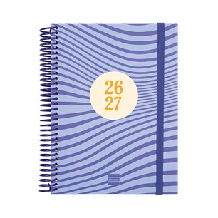 Finocam Diva Agenda Escolar 26/27 - 1 Dia por Pagina - Formato 4º - 155x212mm - Tapas de Carton Forrado - Papel de 80g/m2 - Espiral de Plastico - Esqu