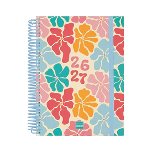 Finocam Diva Agenda Escolar 26/27 - 1 Dia por Pagina - Formato 4º - 155x212mm - Tapas de Carton Forrado - Papel de 80g/m2 - Espiral de Plastico - Esqu
