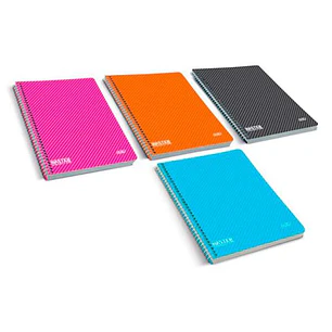 Firmo Cuaderno Espiral A4 Cuadricula 4x4 con Margen 80 Hojas - Tapa Polipropileno - Colores Surtidos