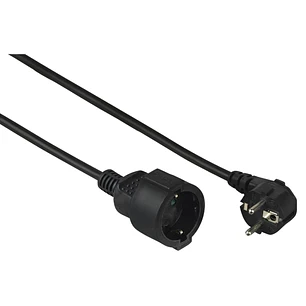 Hama  Cable de Alimentacion Alargador Acodado - Potencia Maxima 3680W - Longitud 3m - Seccion 1.5mm2 - Schuko CEE7 - Color Negro