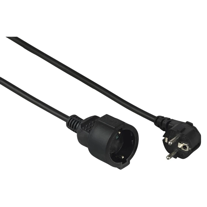 Hama  Cable de Alimentacion Alargador Acodado - Potencia Maxima 3680W - Longitud 3m - Seccion 1.5mm2 - Schuko CEE7 - Color Negro 1