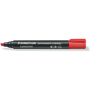 Staedtler Lumocolor 350 Rotulador Permanente - Punta Biselada 2-5mm aprox. - Tinta Base de Alcohol - Secado Rapido - Color Rojo