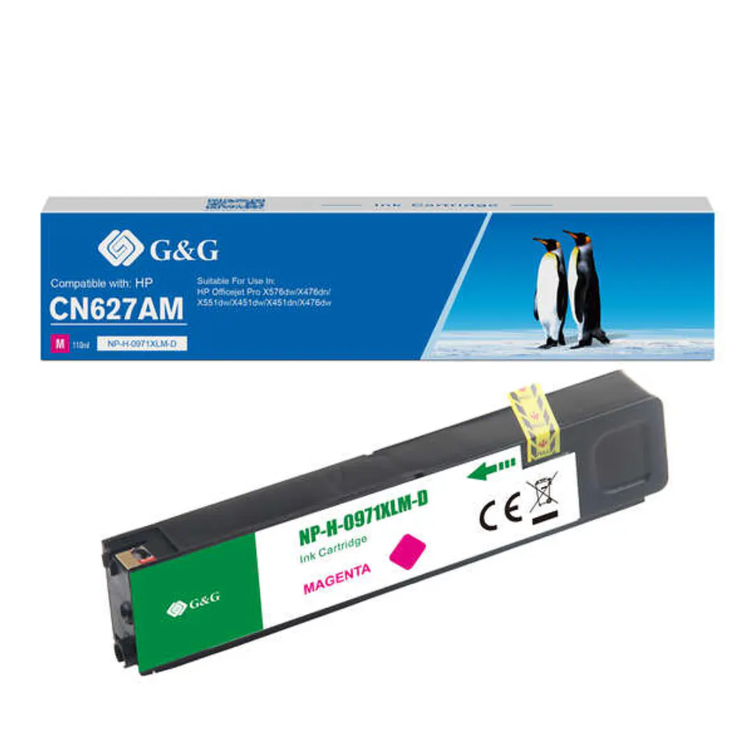 G&G HP 971XL Magenta Cartucho de Tinta Pigmentada Generico - Reemplaza CN627AE/CN623AE 1
